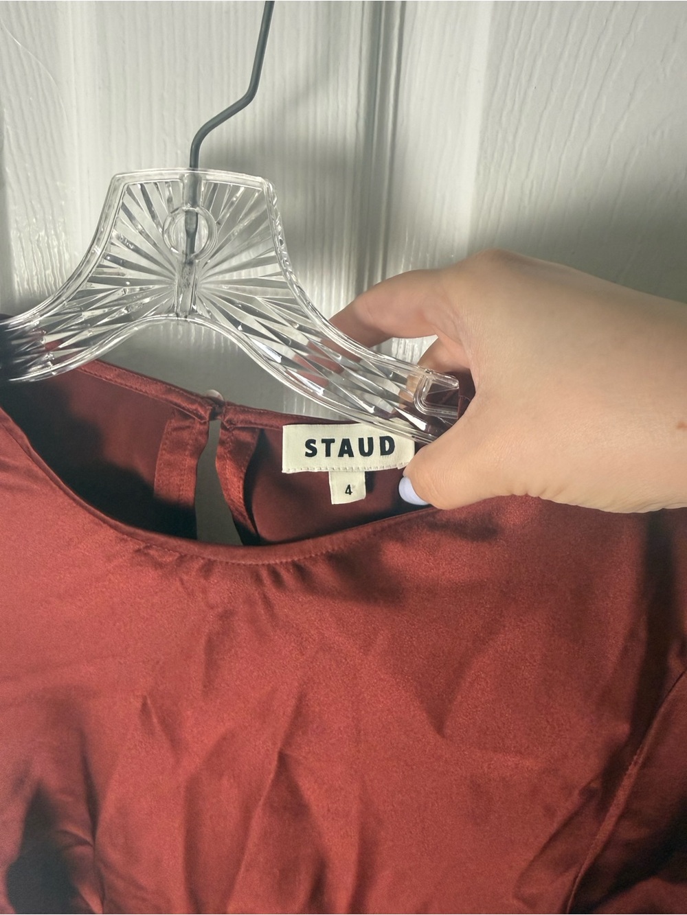 Staud Marcel Silk Dress in Sangria 4 - Picture 8 of 11